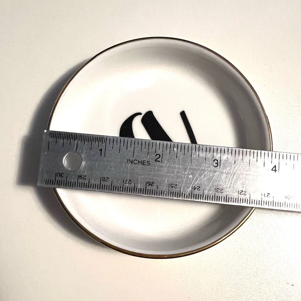 Elegant small White and Black Monogrammed jewelry/trinket dish - Picture 2 of 4